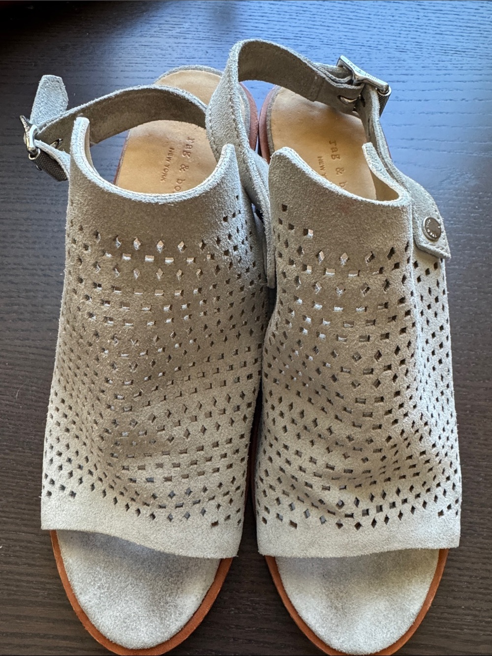 Rag and Bone Wyatt Perforated Suede Slingback Sandals